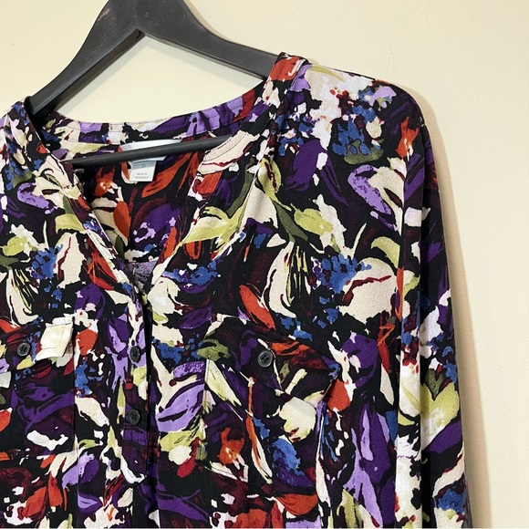 CJ Banks Floral Print V-Neck Blouse - Picture 2 of 11